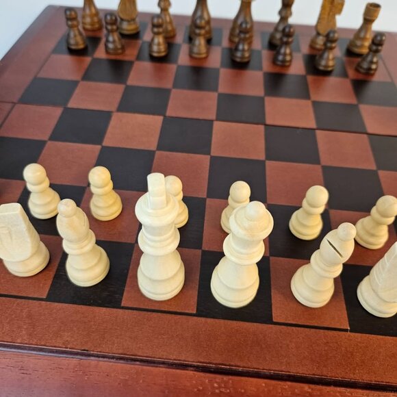 Wooden Travel Chess, Checkers & Backgammon Game - Picture 7 of 8